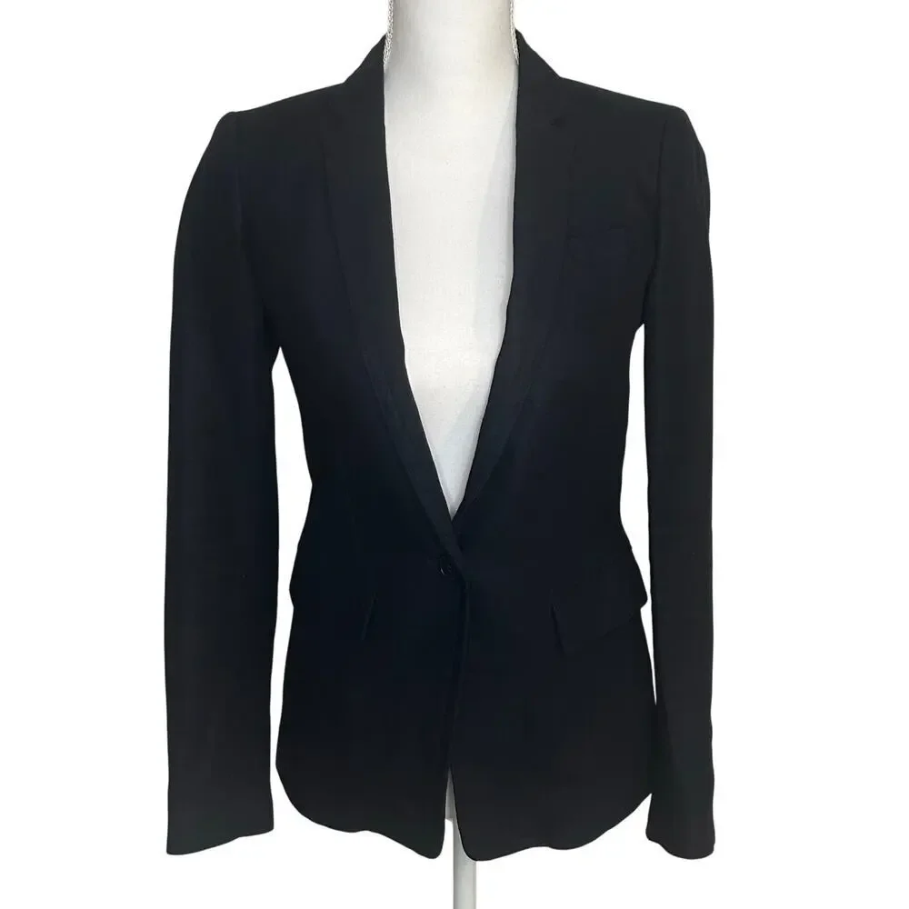 J. crew women's navy 100% linen one button blazer fully lined size 0